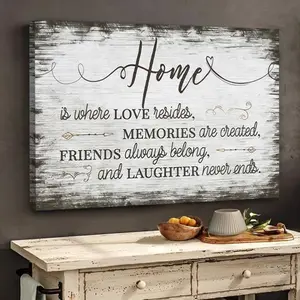 Rustic Style Wooden Frame Wall Painting "Sweet Home" Love Residence Poster, High-definition canvas decorative painting 11.8*15.7inch (30*40cm) with wooden frame, Modern home decoration, Wall Art Decor