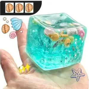 Ice Cubes Stress Balls, Ice Cubes Marine Shells Squishies Toy, Soft Slow Rise Squishy Stress Relief Sensory Toy, Squeeze Ball Hand Toys, Stretchy Fidgets Toys (3Pcs)