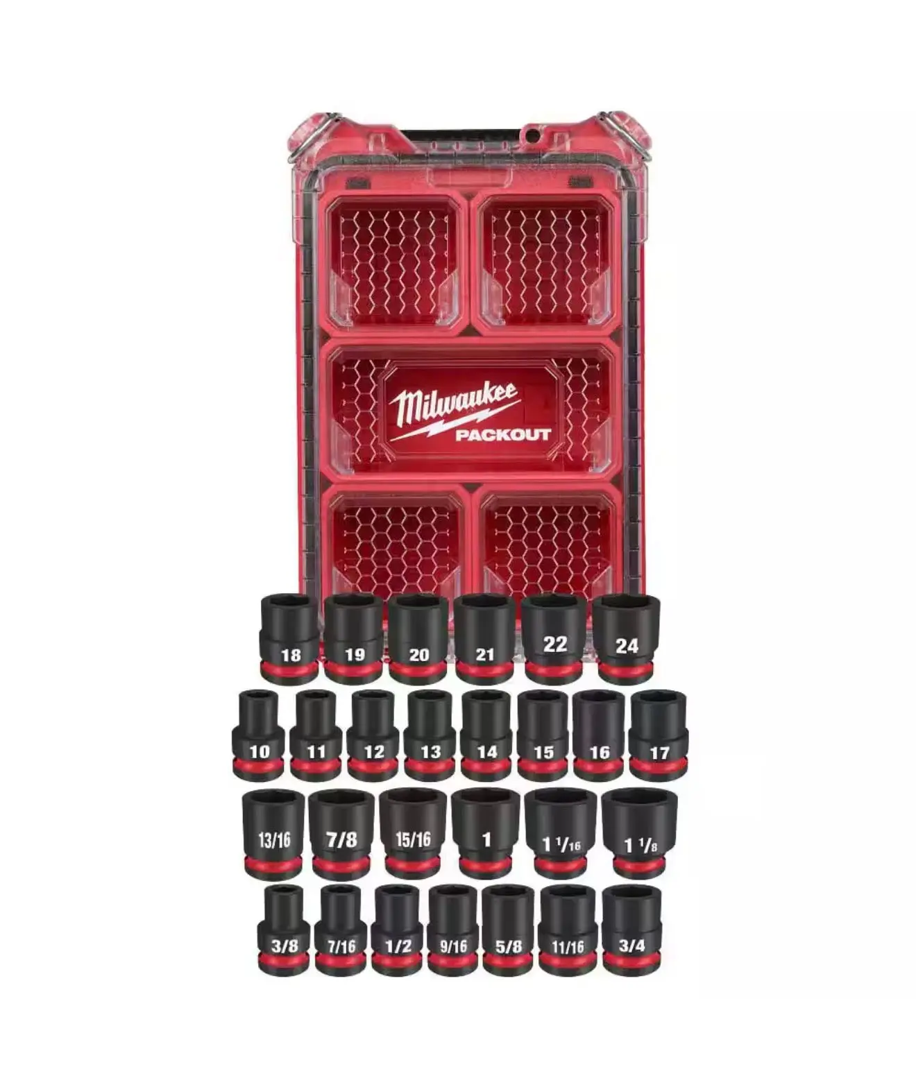 Milwaukee Impact-Duty 1/2 in. Drive Metric and SAE Standard Impact PACKOUT Socket Set (27-Piece)