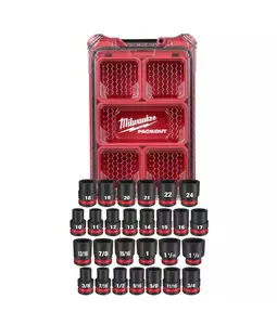 Milwaukee Impact-Duty 1/2 in. Drive Metric and SAE Standard Impact PACKOUT Socket Set (27-Piece)