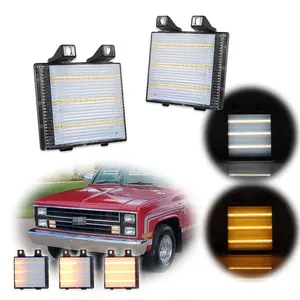 2pcs Clear Switchback LED DRL Corner Dynamic Signal lamps Lights For Chevy GMC Pickup Truck,Replace OEM 918045 918046, GM2520110 GM2521110