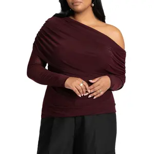 ELOQUII Women's Plus Size Foldover Drape Top