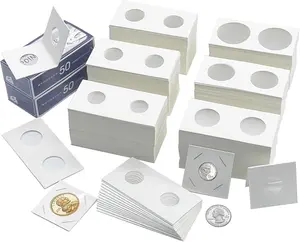 600 Pcs Coin Flips 6 Assorted Sizes 2 X 2 Cardboard Coin Holders Mylar Coin Flips Colletors Coin Collection Supplies Dime, Dollars, Penny, Quarte No brand
