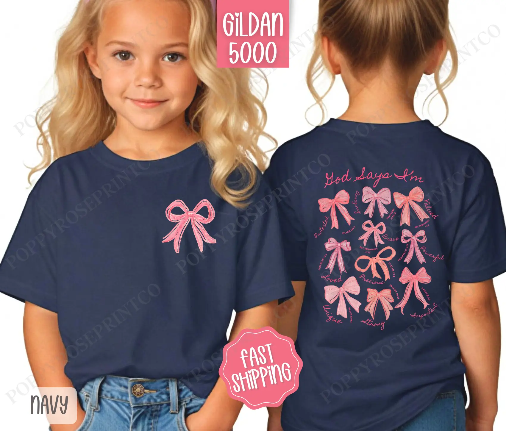 God Says I Am Kids Shirt, Coquette Bow Children's Shirt, Religious Youth Tee Gildan