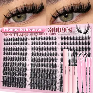 450Pcs DlY Cluster Eyelash Extension, Mixed-style Eyelash Book with Bond & Seal, 2Tweezers, 2Brush, D Curl 10-18mm Natural Volume Individual False Lashes, Reusable Cluster Lashes, Fluffy Volume Eyelashes, Dramatic Lash Styles, Beginners, Daily Wear