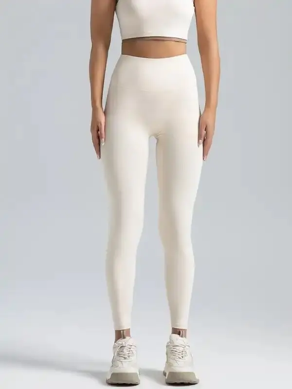 Women's Khaki Solid High Waist Sports Leggings, Sporty Wide Waistband Skinny Pants for Yoga Gym Workout Running, Ladies Sportswear for All Seasons, Festival Outfits, Pants for Women, Fall Outfits, Winter Coats, Tummy Control