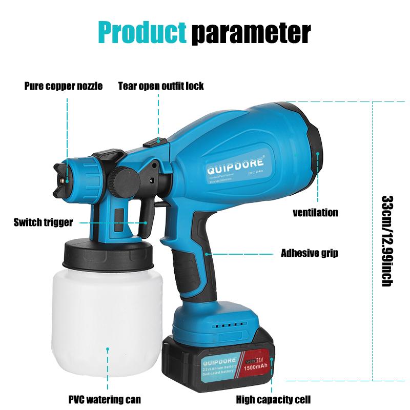 Cordless Paint Sprayer with 21V Battery, Handheld Electric Paint Gun for Home, Furniture, and Wall Painting Projects