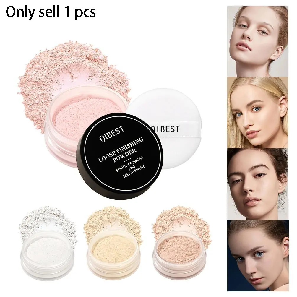 Qibest Loose Powder Finishing Powder Foundation Makeup Powder Cosmetic Setting Powder Long-Lasting Waterproof Concealer Fine Finish Matte Makeup Finish Oil Control Invisible Pores Face Powder 4 Colors Available
