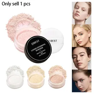 Qibest Loose Powder Foundation Makeup Powder Long-Lasting Waterproof Concealer Fine Finish Oil Control Invisible Pores 4 Colors Available