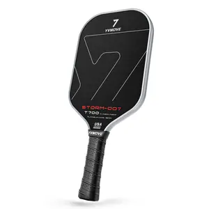 YVMOVE Pickleball Paddle with T700 Raw Carbon Fiber Surface & 16mm STR-Core Power Polymer Core, Designed for Ultimate Spin & Consistency - Gray