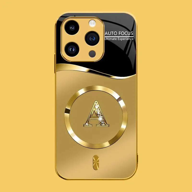Suitable for [iPhone 14 Pro] high-end MagSafe phone case，Choose from any of the 26 letters， The pattern features a printed effect and is not 3D-dimensional YM99