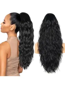 20 Inch Long Curly Fluffy Drawstring Ponytail Extension for Women - Clip in Synthetic Ponytail Hair Piece for Daily Use, Wavy Synthetic Hairpiece, Synthetic Hair Pieces