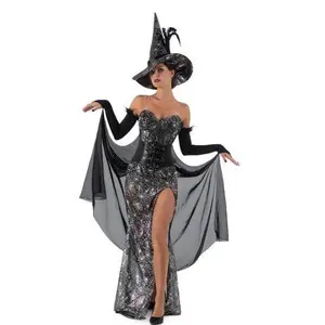 Raven Witch - Black & Silver - Spider Webs - Deluxe Costume - Adult - 3 Sizes