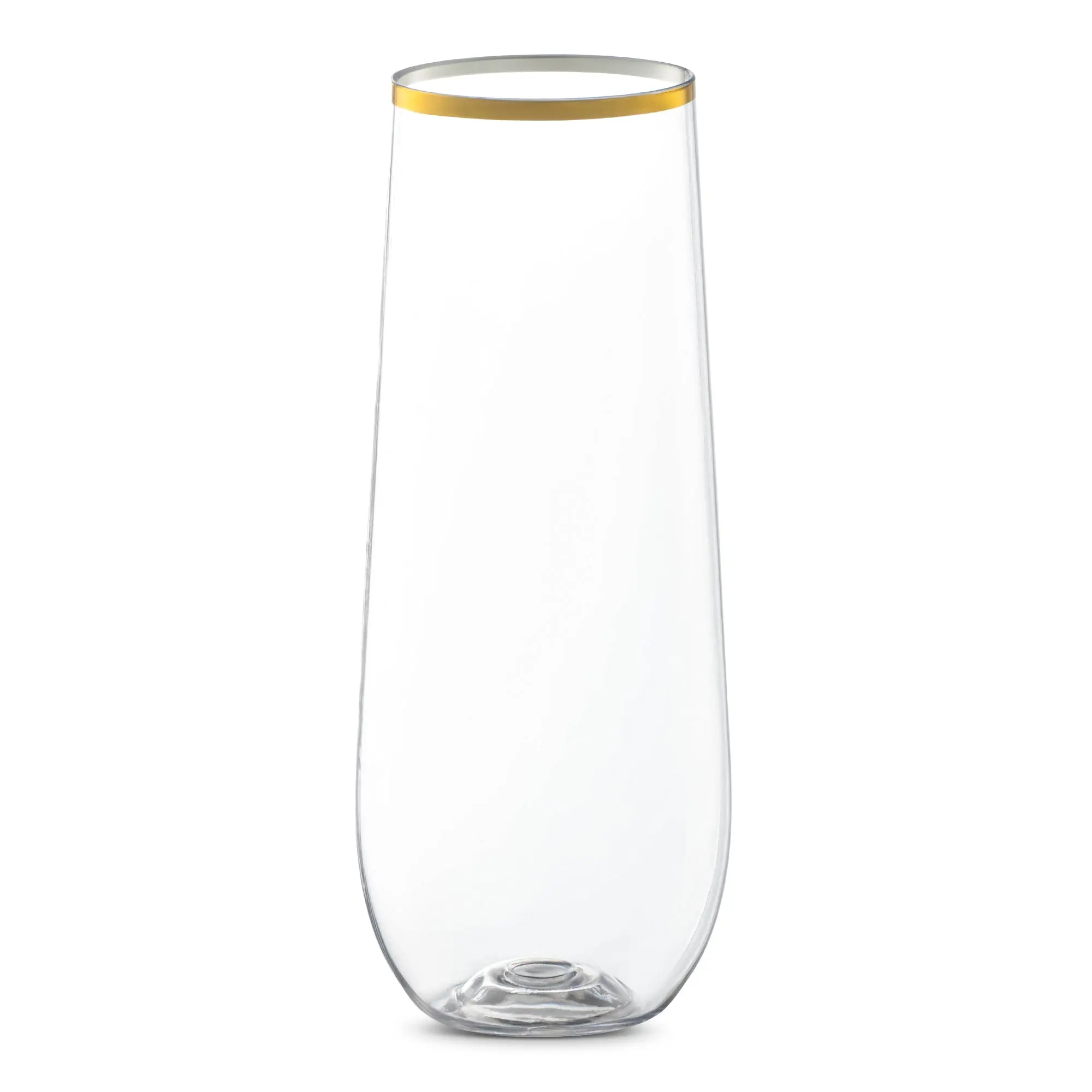 9 oz. Clear with Gold Stemless Plastic Champagne Flutes