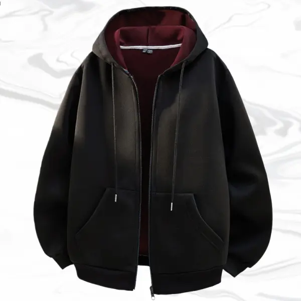 Men's Color Block Hoodie Tops - Street Style Loose-Fit Long-Sleeve Pullover Sweatshirts, Menswear with Drawstring, Large Kangaroo Pocket, Personalized Fitted Fashion Apparel, Plain