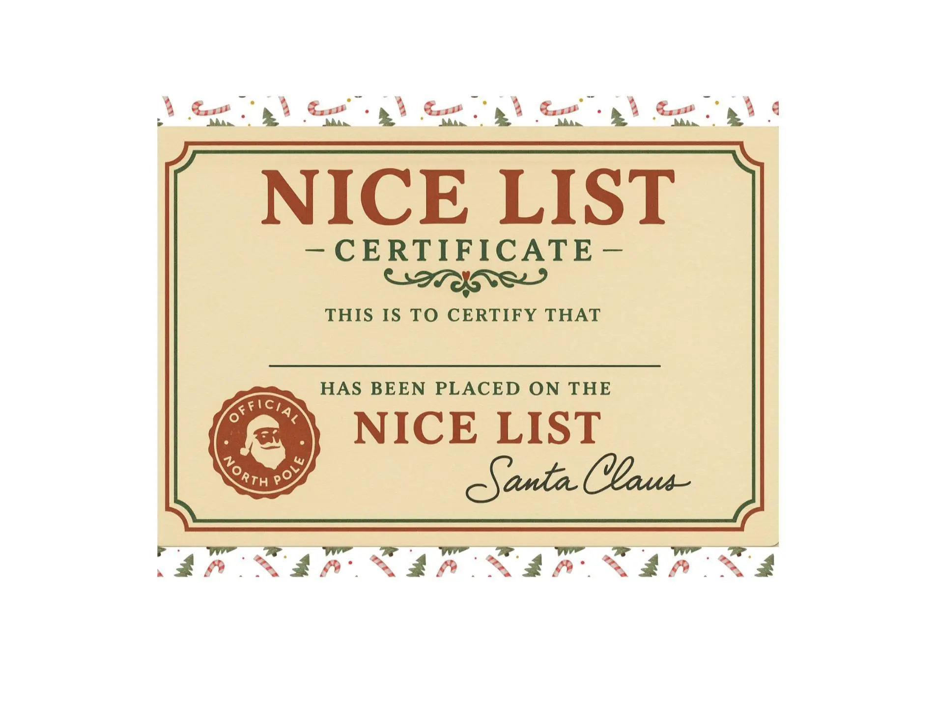 Personalized Nice List Certificate Postcard for Kids!