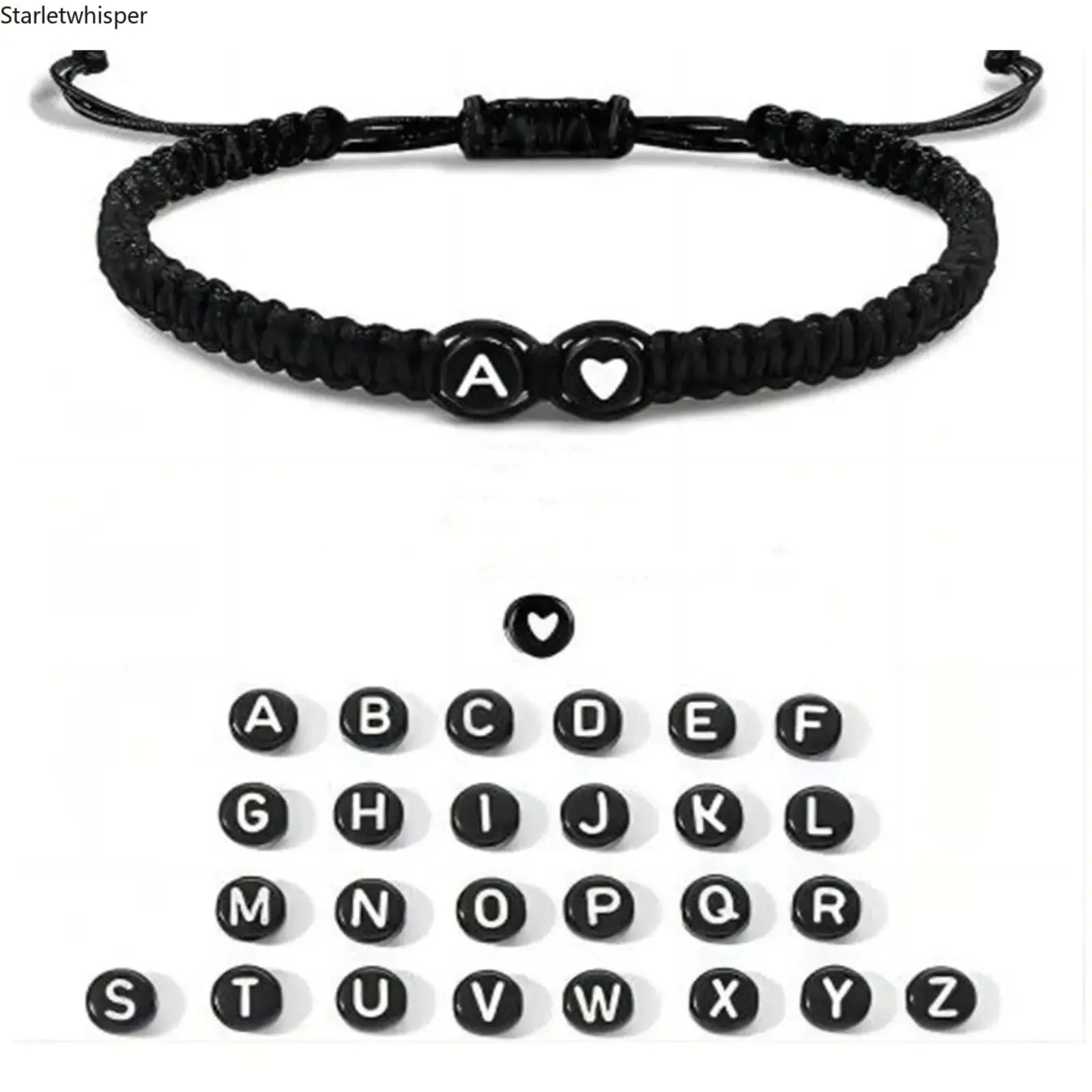 Letter & Heart Braided Bracelet, Minimalist Adjustable Unisex Jewelry, Trendy Matching Wrist Accessory, Casual Cool Decor for Men & Women, Ideal Valentine’s Day and Daily Couple Gift