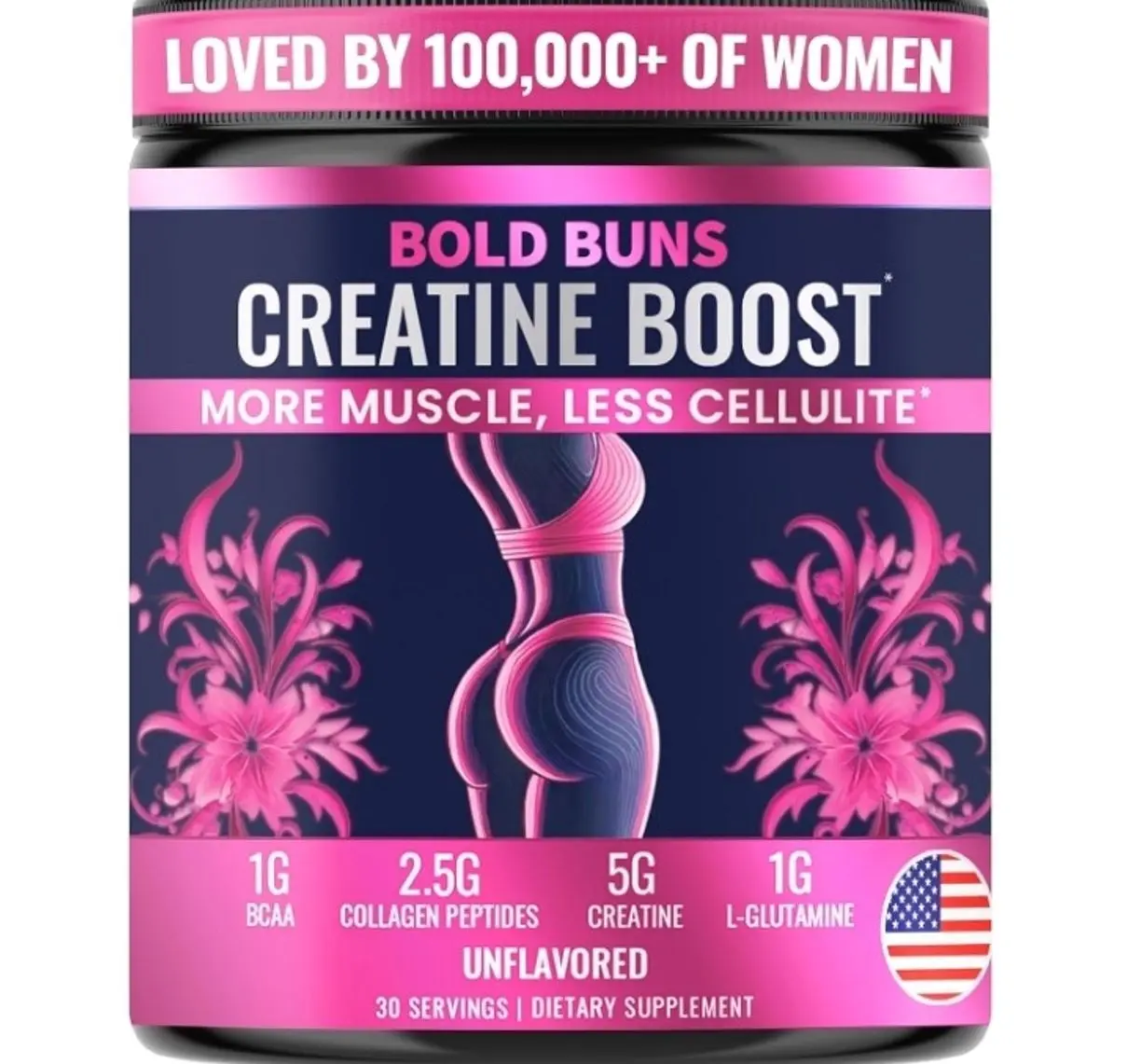 Creatine for Women – Supplement with Collagen & BCAA – Supports Muscle Development, Post-Workout Recovery, Skin Elasticity, Healthy Hair & Nail (30 Servings, Unflavored)