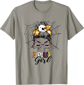 April Girl Woman Face Wink Eyes Halloween Spider Web T-Shirt - Tomasleza Shop 85B09DX5VBP7
