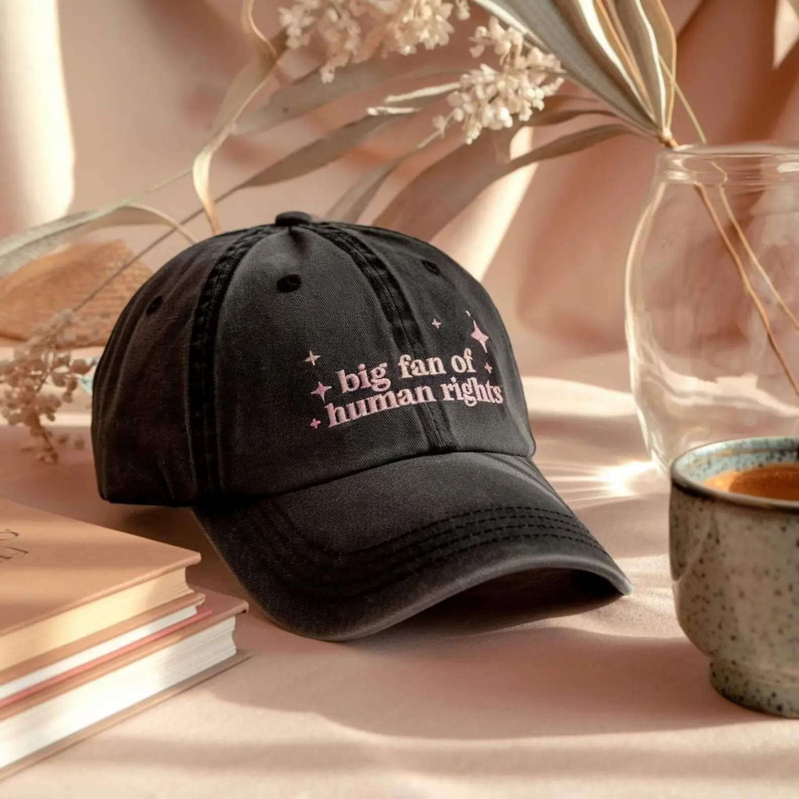Embroidered Plain Soft Cotton Hat - Breathable Cloth, Adjustable Strap, Retro Look Fashion Accessory for Social Justice Activists