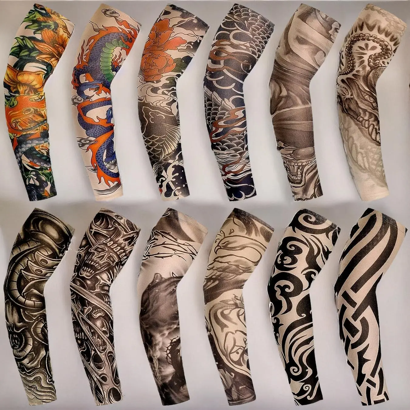 Summer Sun Protection Outdoor Sports Arm Sleeve, 12pcs/set Outdoor Tattoo Sleeves for Men and Women, Men's Cooling Arm Sleeves Sports & Outdoor Access