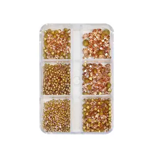 6 Grids Sharp Diamond Rose Gold Glass Rhinestones #03