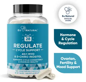 Eu Natural REGULATE Myo-Inositol 40:1 Ovarian & Hormonal Balance - 120 Vegetarian Capsules for Cycle Support & Ovarian Health - Lab-Certified Pure Supplement - Healthcare Fitness Edible
