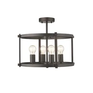 Chloe Lighting  Ironclad Farmhouse 4 Light Rubbed Bronze Convertible Semi-Flush Ceiling Fixture - 17.5 in.
