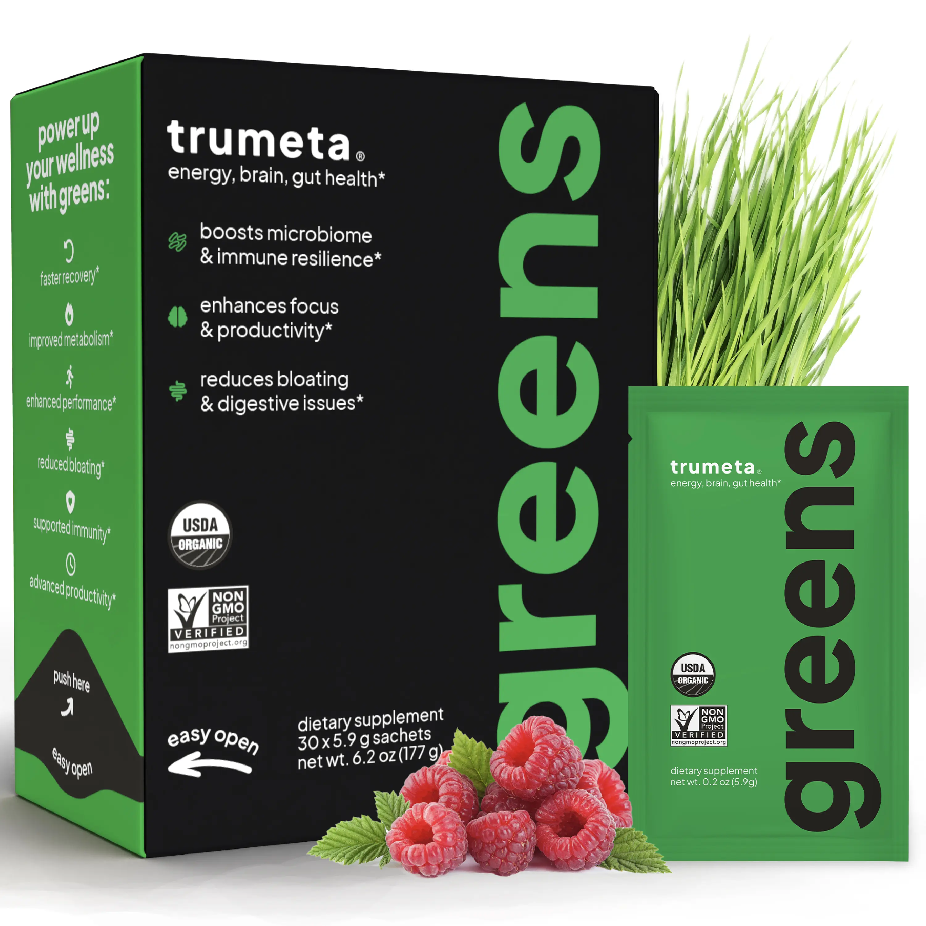 Greens Superfood Powder - 33 Superfoods for Energy, Gut & Metabolism Healthcare Organic