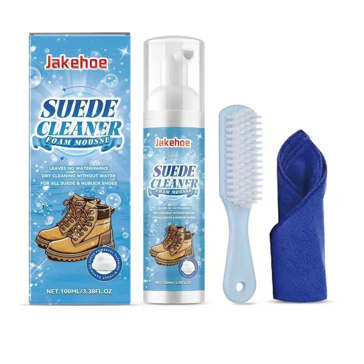 Jakehoe Velvet Leather Cleaner, Suede Cleaning Kit for Knitted Boots, Leather Canvas Cleaners, All-Purpose Shoe Care Set, Steppers Shoe Cleaner, Shoe Foam Cleaner, Footwear Cleaner