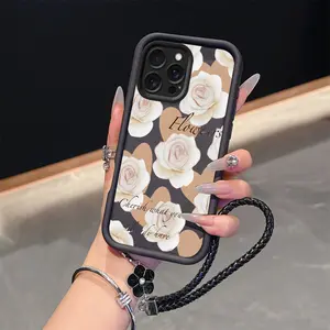 White Rose Print suit lanyard Art phone case Suitable for Honor series, Case is Suitable For Honor 200/200Pro/70/90/50/Magic6Pro/X7 wait model with TPU material, Fashionable and durable design