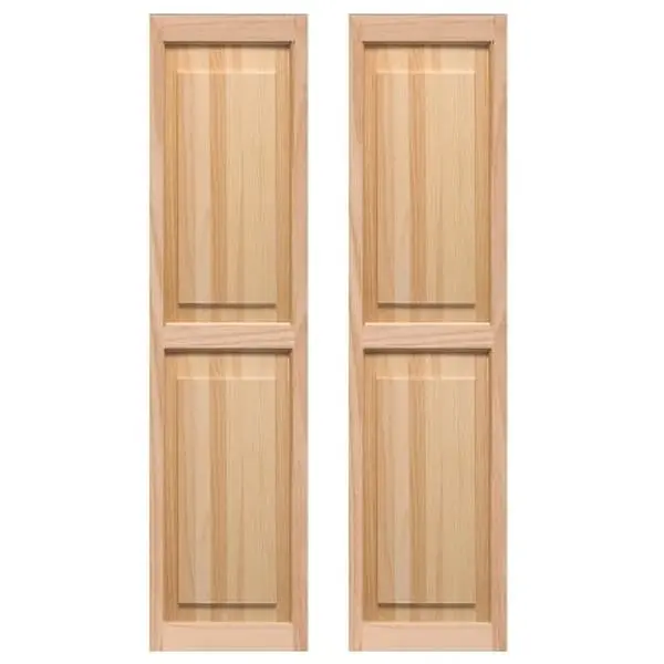 Solid Exterior Raised Panel Window Shutters, Ready-Made, 15x51 in., Solid Window Shutters