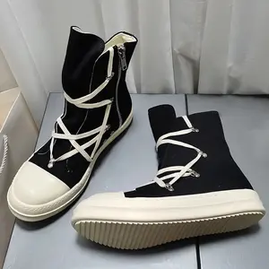 men and Women's High Top Sneakers Lace Up Canvas Shoes with Zipper Comfort Platform Walking Shoes Casual outdoorfun