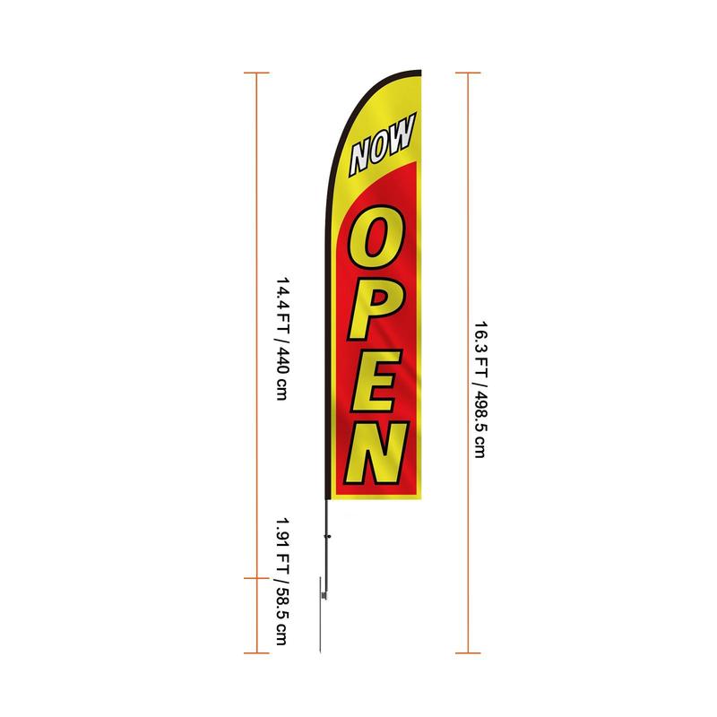 VEVOR Open Flags with Pole Kit, Advertising Flags for Business Outside, Advertising Feather Flag Kit, Includes 2 Banner Flags, 2 Poles, 2 Ground Stakes, Open Sign Swooper Flags for Businesses 16.3 FT Aluminum Lightweight
