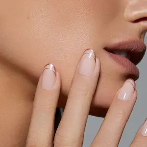 Static Nails Like-Acrylic Reusable Pop-On Manicures - Rose Gold Double French - The Better, Long-Lasting Alternative to Gels, Dips, Acrylics, and Press-On Nails