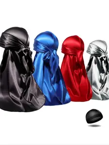 5 Piece Set Silky Durag Headscarves Unisex, Wave Cap & Long Tail Scarfs, 360 Degree Elastic Band, Soft Breathable Hair Protection, Accessories