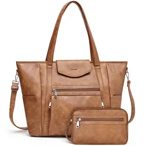 SYTRAH Laptop Bag for Women Designer Leather Laptop Backpack Purse, 16 inch Computer Tote Bags for Work Travel with Satchel Purse