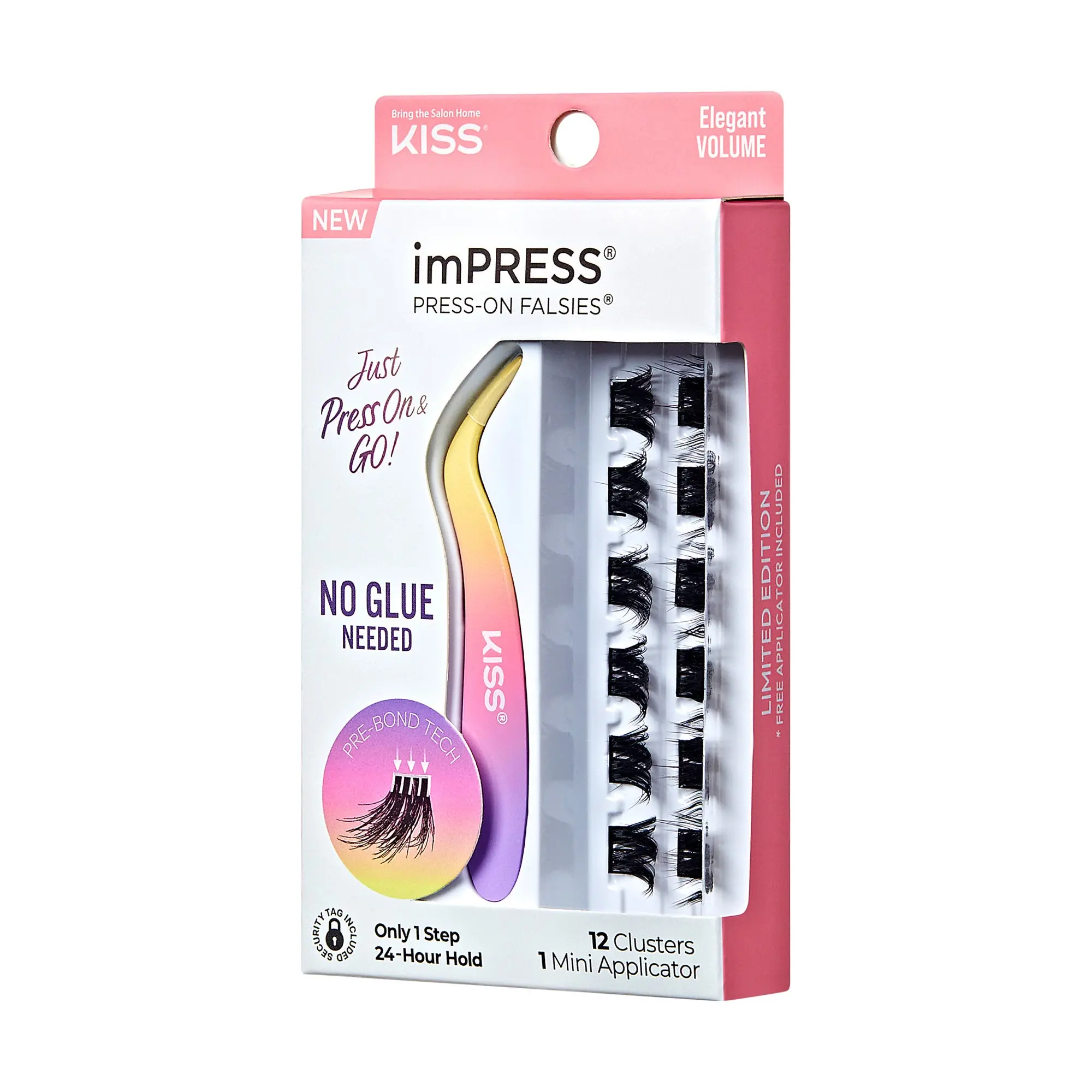 Impress Falsies Self Adhesive Eyelashes, 12 Lash Clusters + Applicator - Elegant Impress Falsies Self Adhesive Eyelashes, 12 Lash Clusters + Applicator - Elegant