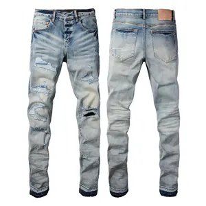 Jeans brand Jeans Men's Jeans Casual Comfort Holes Fashionable Straight Skinny Slim Fit Jeans, Ripped Stretch Jeans Denim Pants