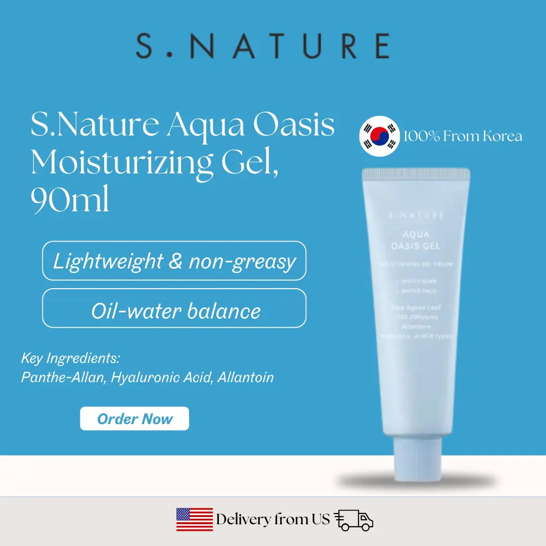 S.Nature Aqua Oasis Moisturizing Gel Cream 90ml | 8 Hyaluronic Acids + Blue Agave | Korean Gel Moisturizer for Oily & Sensitive Skin