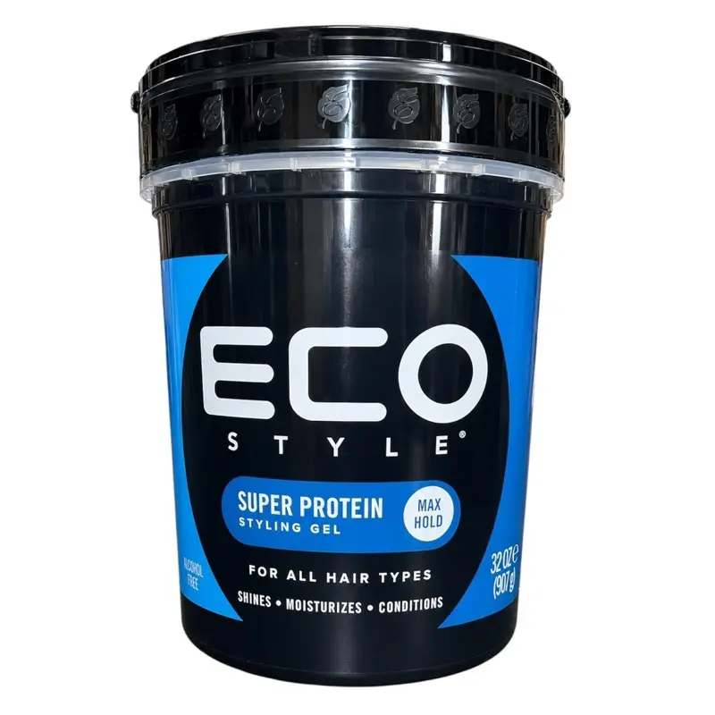 Eco Style Gel Regular Super Protein Provides Gravity Defying Hold & Long Lasting Shine, Helps Maintain Healthy Hair, Perfect for Pin Ups & Twist for All Hair Types, Clean Scent, 32 Oz