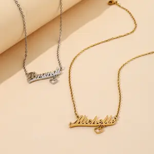 AS061 Titanium Steel DIY Creative English Alphabet Necklace Stainless Steel Hollow Love Customized Necklace