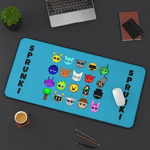 Sprunki Desk Mat, Colorful Mouse Pad Alternative, Cartoon Character School Supplies, Non-Slip Neoprene Desk Pad for Kids or Gamers