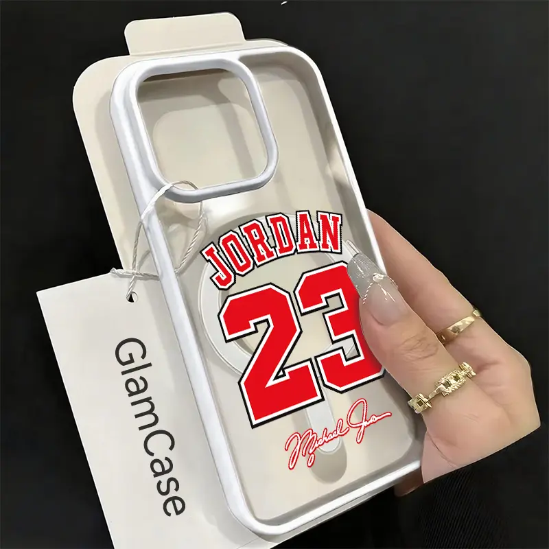 Acrylic Magnetic Basketball Player Number Casing - Shockproof Anti-Drop Protection for iPhone 11,12,13,14,15,16,17 Plus Pro Max, Classic Sports Accessory