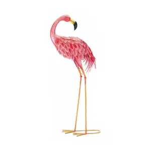 Zingz & Thingz Standing Flamingo Looking Back Garden Statue