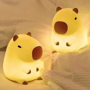 Cute Capybara Night Light Silicone Cartoon Bedside Lamp for Room Decor and Birthday Gifts