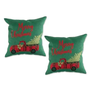 Design Imports Set of 2 Merry Christmas Truck Pllow Covers