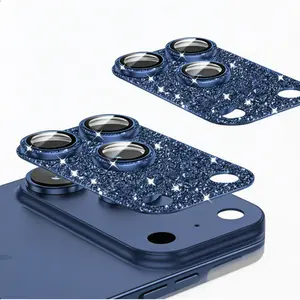 2PC - iPhone 17 Pro Max Camera Lens Protector, Glitter Ring, 9H Hard Tempered Glass, Scratch-resistant