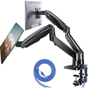 Dual  Stand for 13?-40?,  Dual  Mount with USB, Height Adjustable  Stand for 2 Monitors, VESA Mount with Clamp/Grommet Base, Holds 26.4lbs per Arm, HNDS7