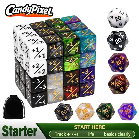 56 Pieces MTG Counter Dice Set, 48 Pieces Game Magic The Gathering Life Counters Tokens Dice Set  Durable and 8 Pieces D20 for MTG, TCG, Cards Gaming Accessories